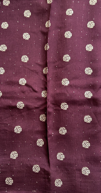 Banarasi Soft Silk Saree Burgundy Colored Complemented with a Zari Border. - Sampradaya Designer Studio