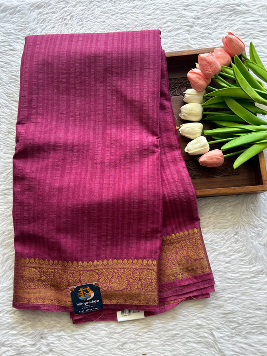 Chiffon Fancy Saree Dark Pink Colored Complemented with a Zari Border. - Sampradaya Designer Studio