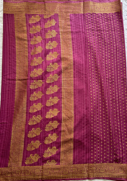 Chiffon Fancy Saree Dark Pink Colored Complemented with a Zari Border. - Sampradaya Designer Studio