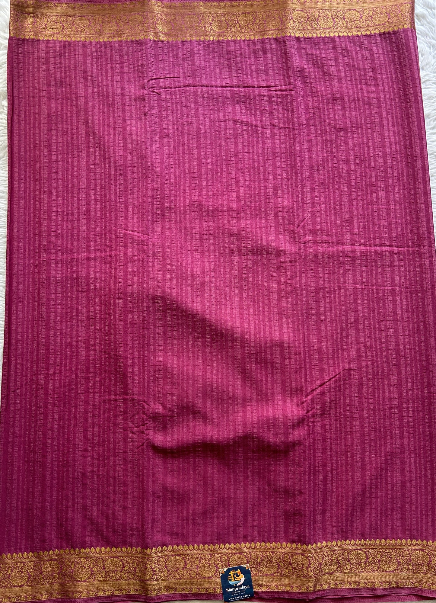 Chiffon Fancy Saree Dark Pink Colored Complemented with a Zari Border. - Sampradaya Designer Studio