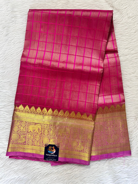 Venkatagiri Pattu Saree Pink Colored Complemented With a Pattu Light Pink Color Kanchi Border - Sampradaya Designer Studio