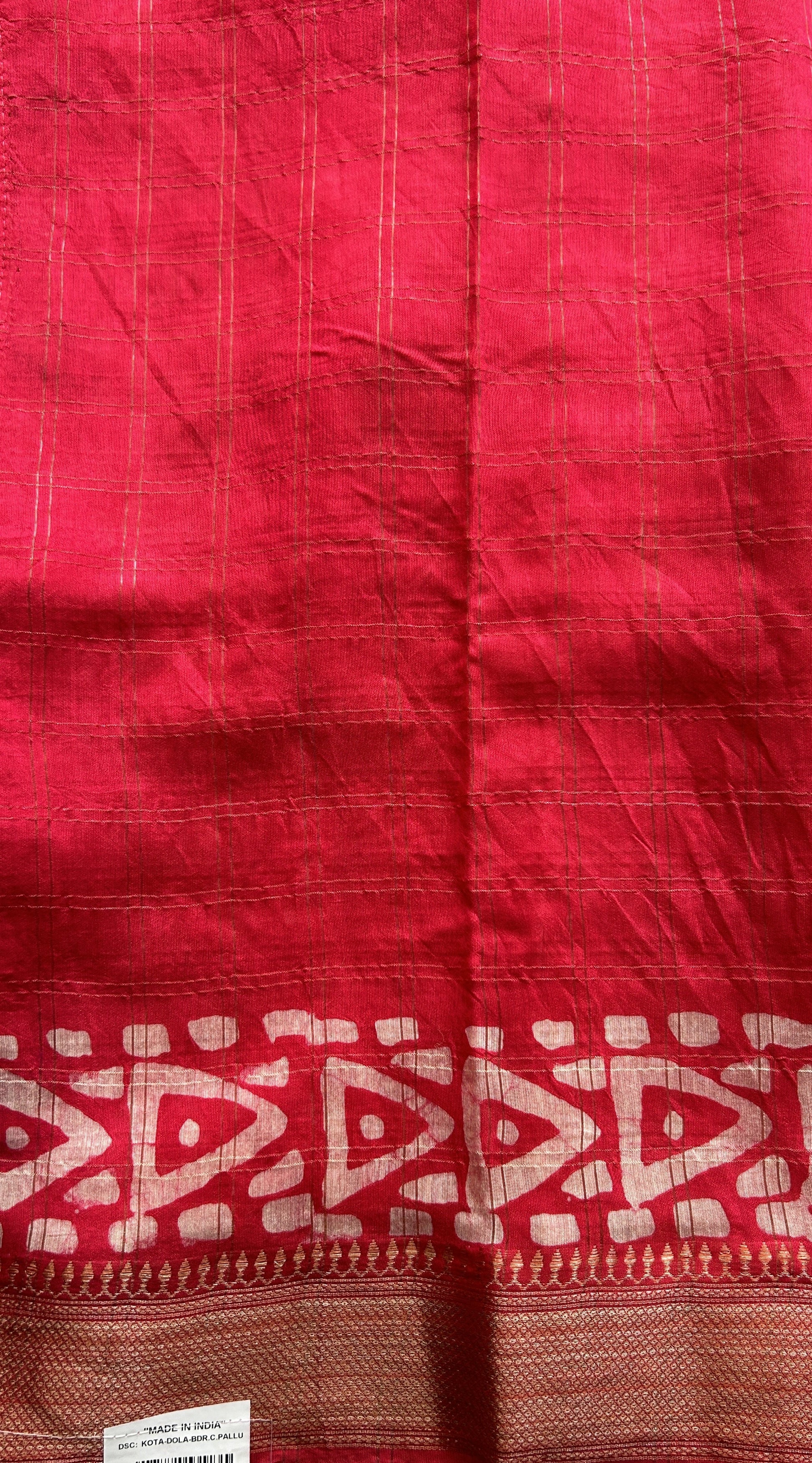 Dola Crepe Saree Red Colored Complemented with a Zari Border. - Sampradaya Designer Studio