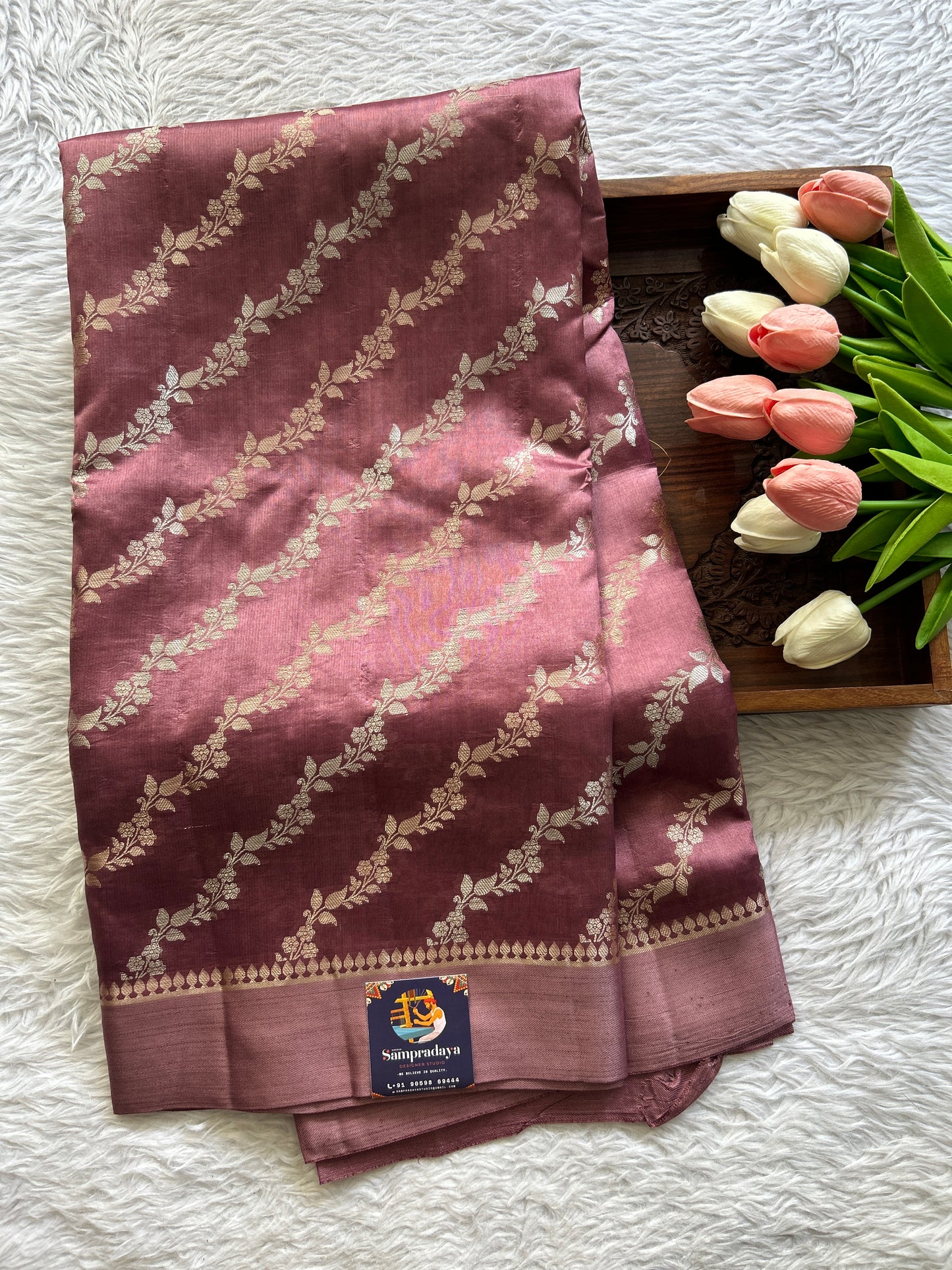 Dupion Silk Saree Coral Pink Colored Complemented with a Plain Border. - Sampradaya Designer Studio