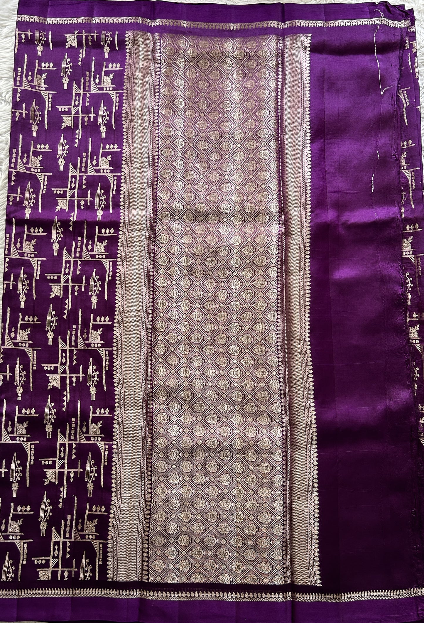 Dupion Silk Saree Violet Colored Complemented with a Plain Border. - Sampradaya Designer Studio