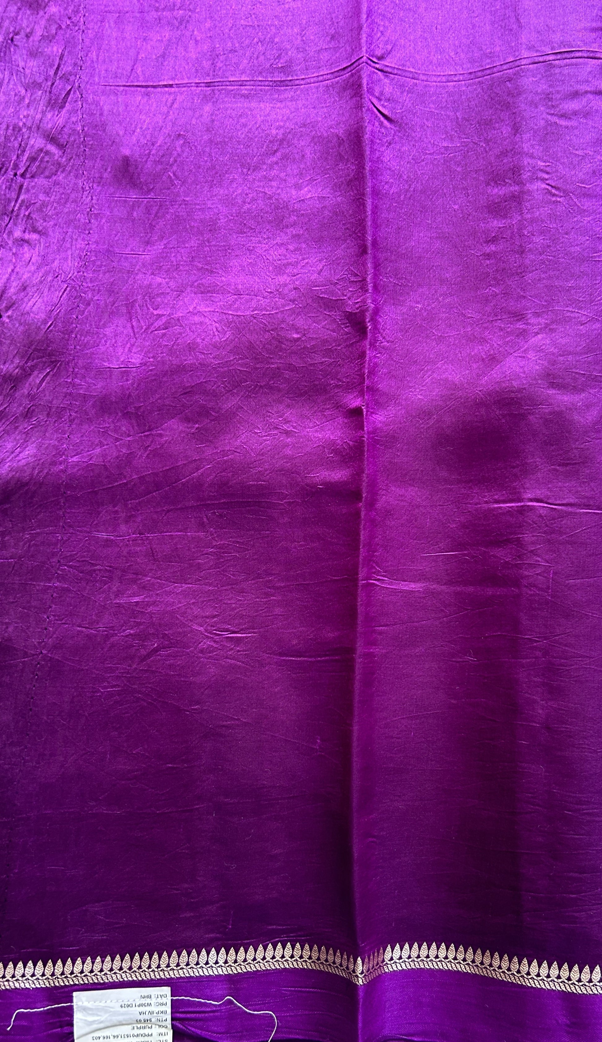 Dupion Silk Saree Violet Colored Complemented with a Plain Border. - Sampradaya Designer Studio