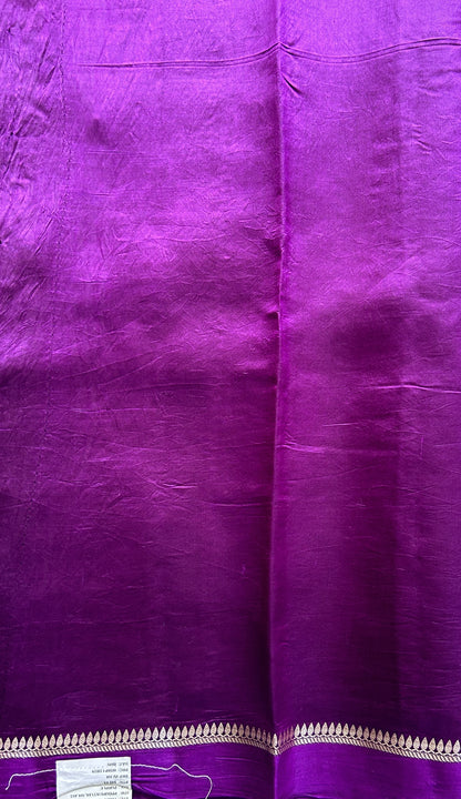 Dupion Silk Saree Violet Colored Complemented with a Plain Border. - Sampradaya Designer Studio