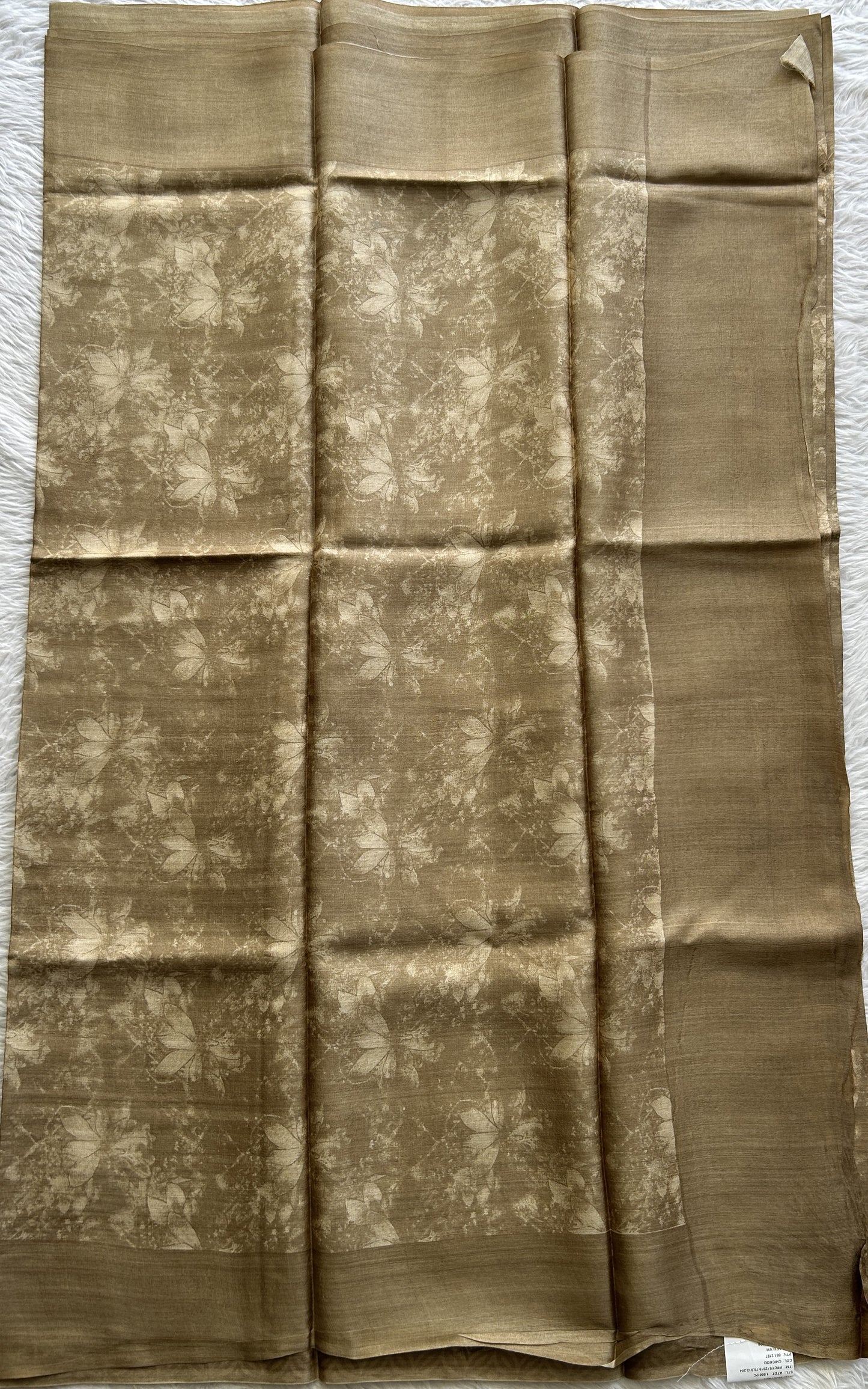 Banarasi Crepe silk Saree Beige colored complemented with a borderless. - Sampradaya Designer Studio