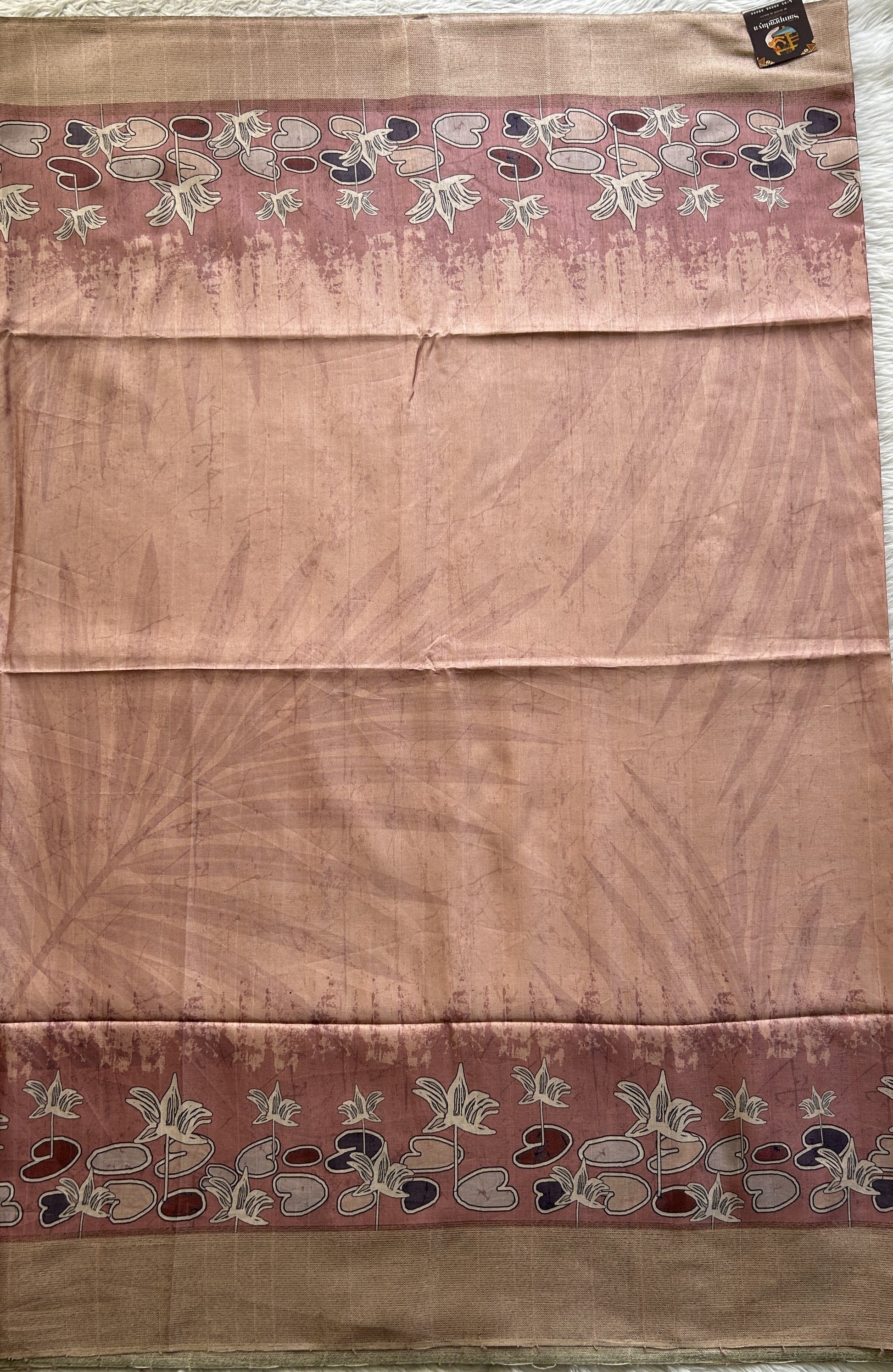 Semi Tussar Saree Light Pink Colored complemented with a Zari Border. - Sampradaya Designer Studio