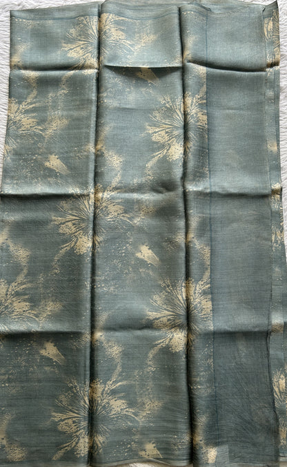 Banarasi Crepe silk Saree Sea Blue colored complemented with a borderless. - Sampradaya Designer Studio