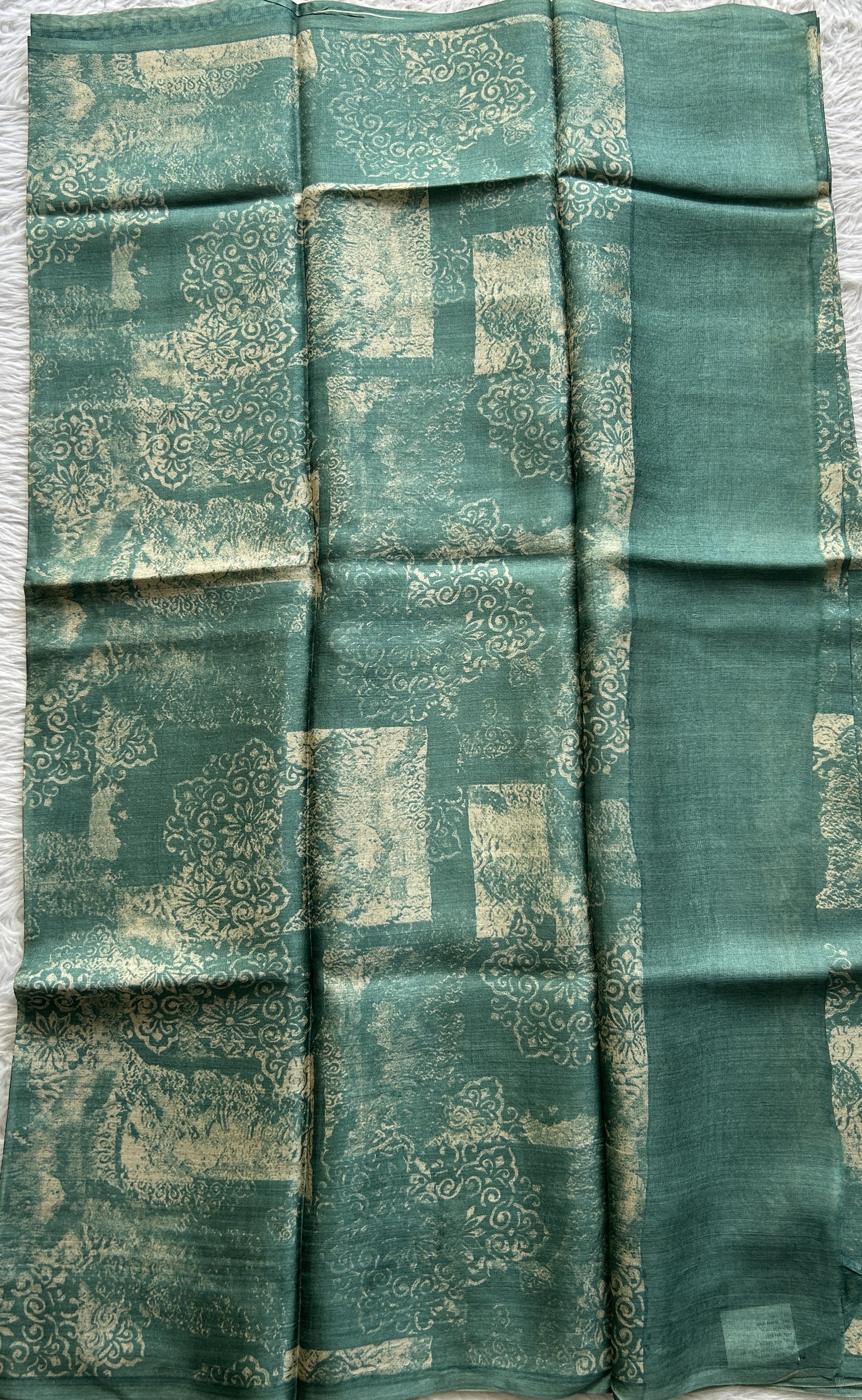 Banarasi Crepe silk Saree Sea Blue colored complemented with a borderless. - Sampradaya Designer Studio