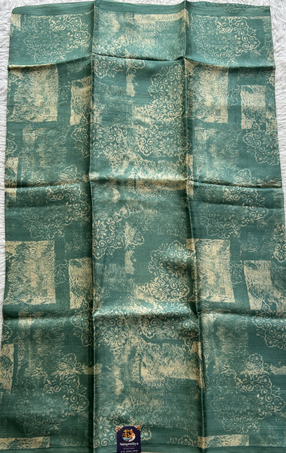 Banarasi Crepe silk Saree Sea Blue colored complemented with a borderless. - Sampradaya Designer Studio