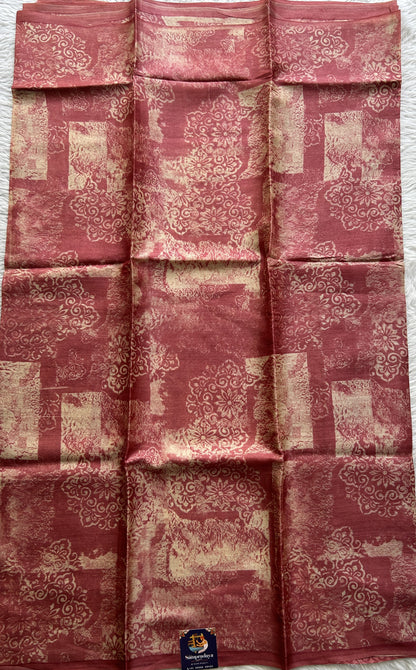 Banarasi Crepe silk Saree Onion Pink colored complemented with a borderless. - Sampradaya Designer Studio