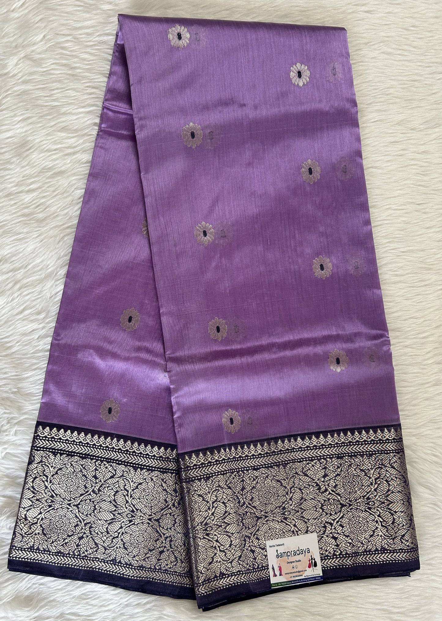 Chanderi Pattu Saree Purple colored saree complemented with a Light purple Kanchi border - Sampradaya Designer Studio