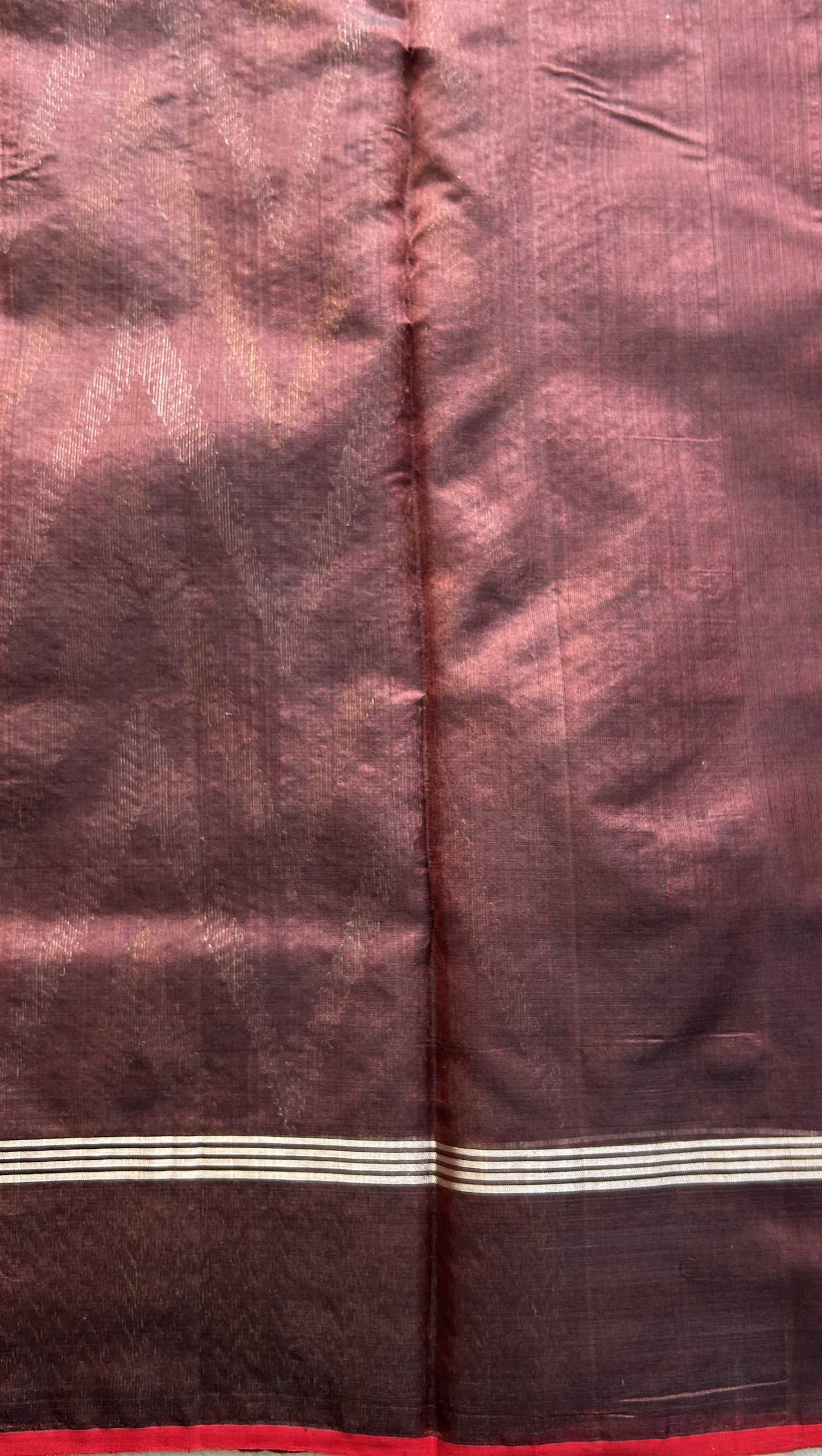 Chanderi Silk Saree Brown Colored Complemented with a Silver Zari Border - Sampradaya Designer Studio