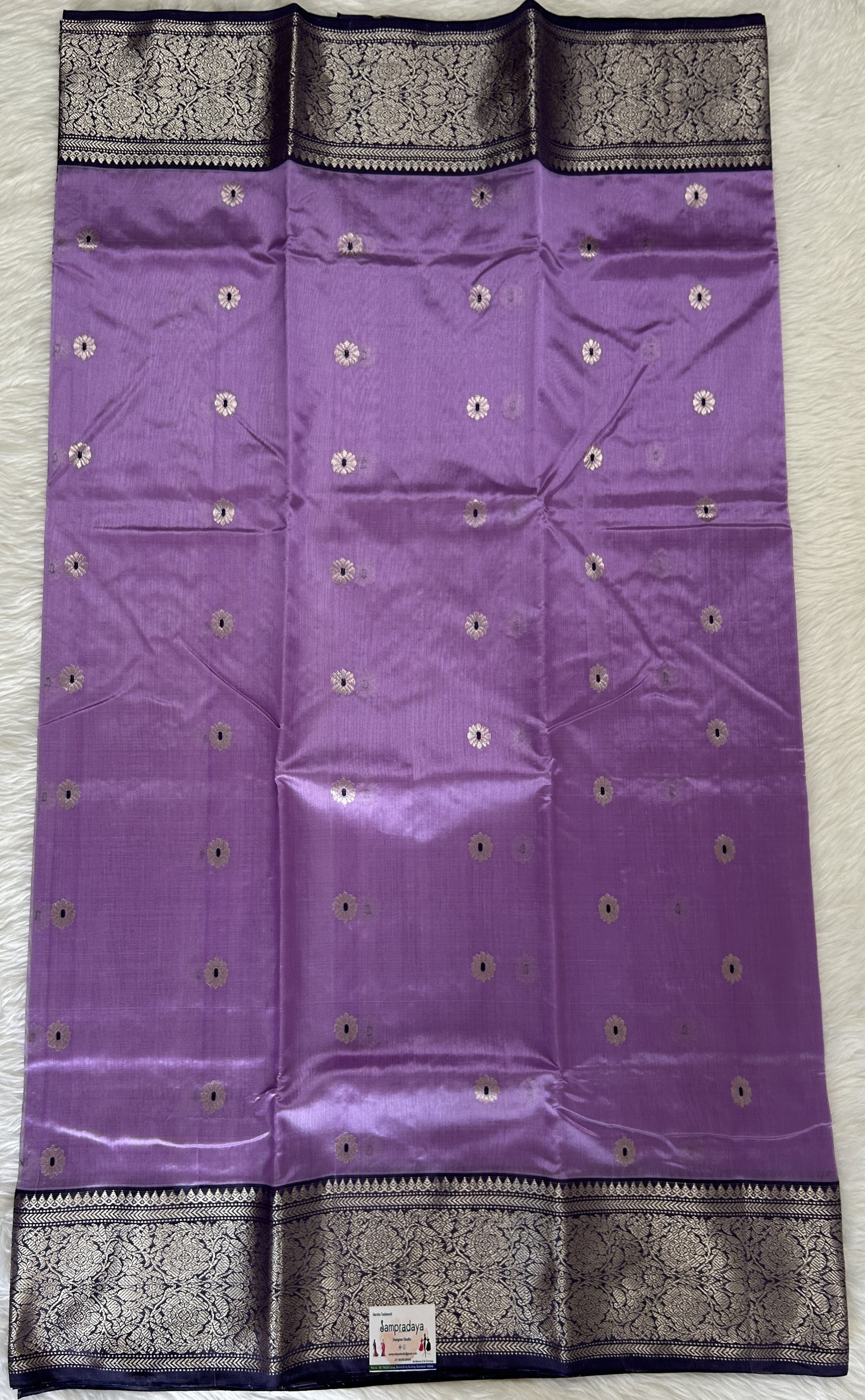 Chanderi Pattu Saree Purple colored saree complemented with a Light purple Kanchi border - Sampradaya Designer Studio