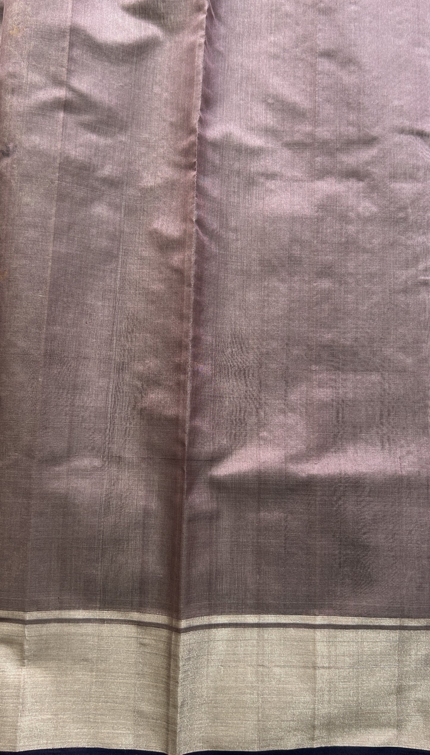 Chanderi Silk Saree Lavender Colored Complemented with a Silver Zari Border - Sampradaya Designer Studio