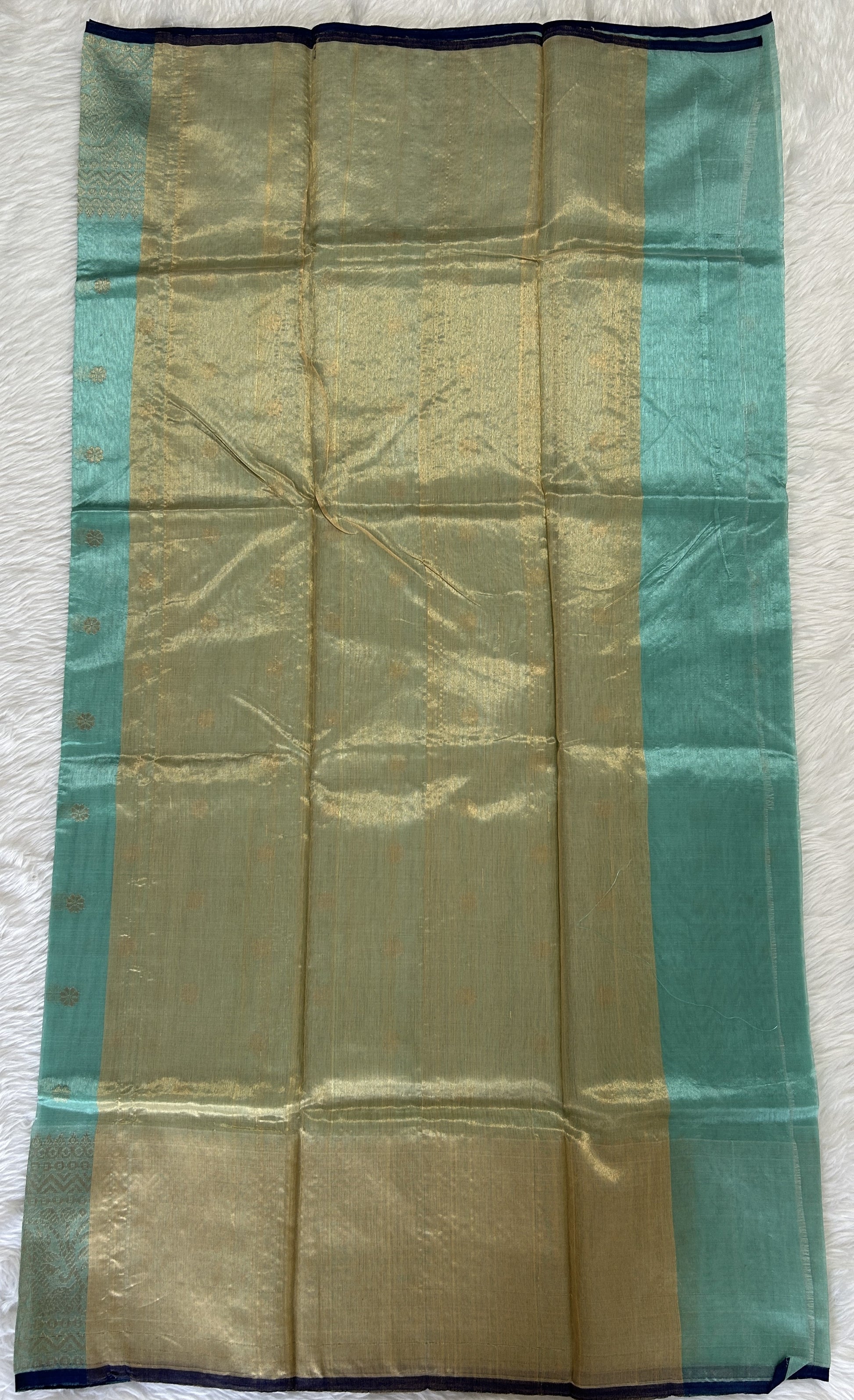 Chanderi Pattu Saree Cyan colored saree complemented with a Kanchi border - Sampradaya Designer Studio