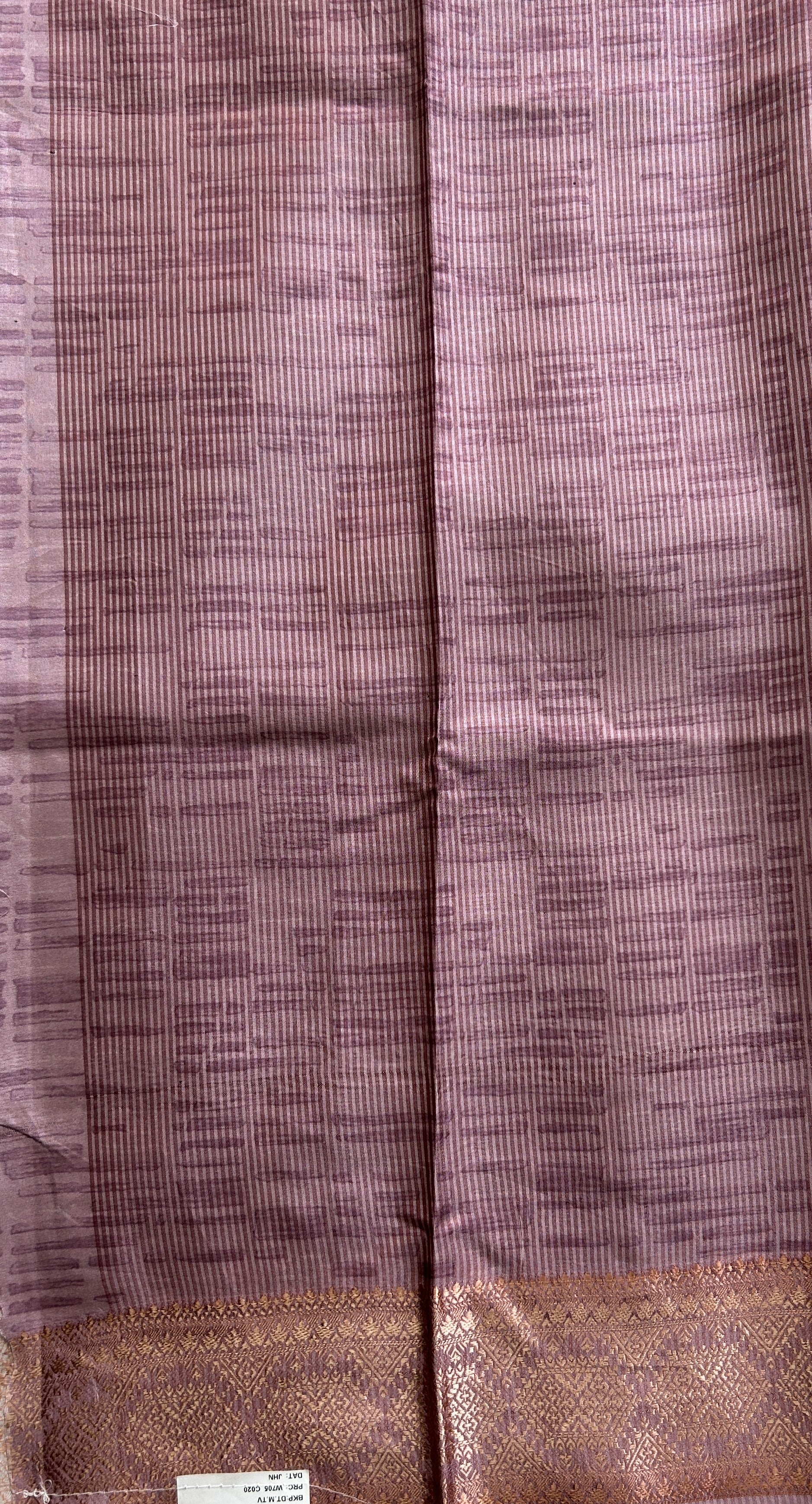 Semi Raw Silk Saree Lilac Colored Complemented with a Zari Border. - Sampradaya Designer Studio