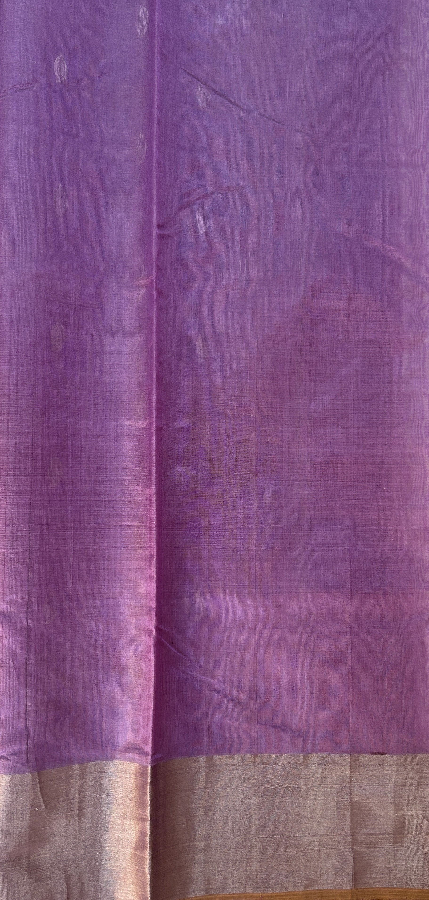 Chanderi Pattu Saree Lavender colored saree complemented with a Silver Zari border - Sampradaya Designer Studio