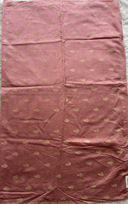 Tussar Silk Dress Material Light Pink Colored Complemented with a Borderless. - Sampradaya Designer Studio