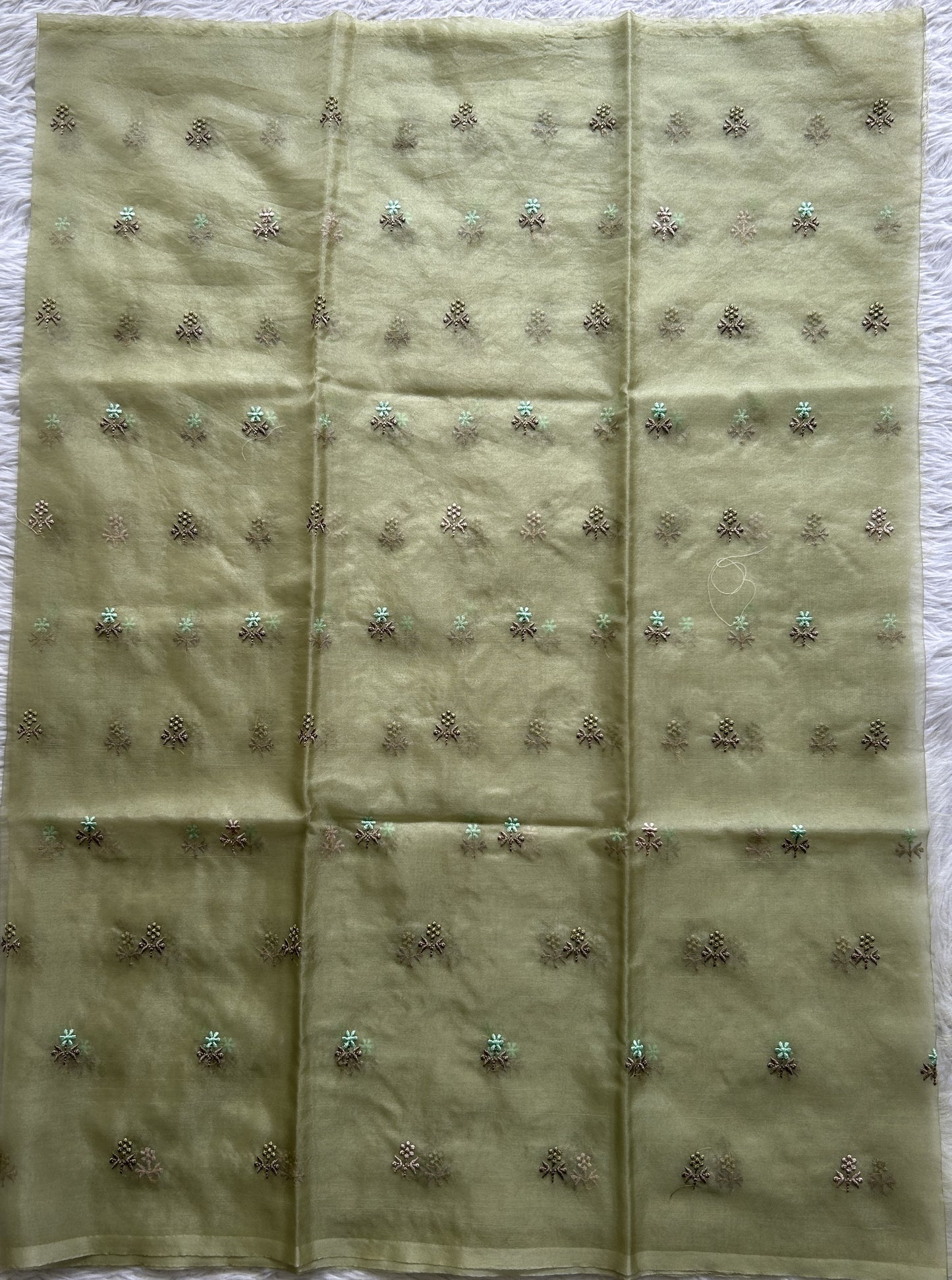 Tussar Silk Dress Material Light Green Colored Complemented with a Borderless. - Sampradaya Designer Studio