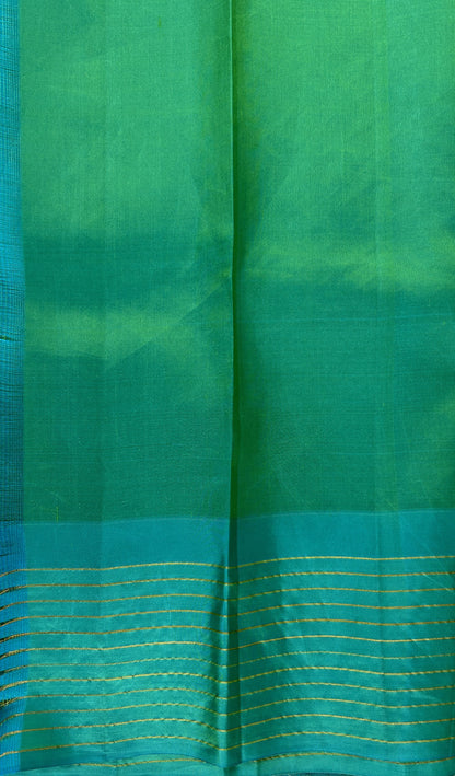 Gadwal Pattu Saree Merlot colored saree complemented with a Sea Green Checks Border - Sampradaya Designer Studio