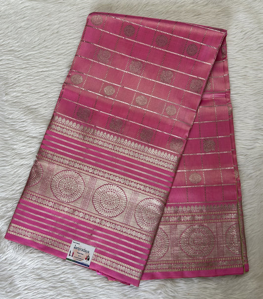 Venkatagiri Pattu Saree Pastel Pink Colored Complemented With a Pattu Kanchi Border - Sampradaya Designer Studio