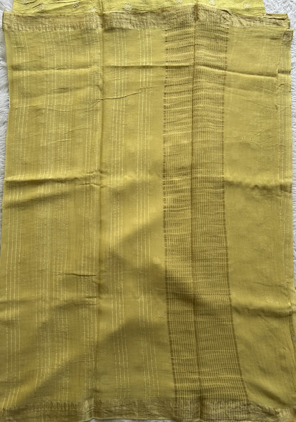 Semi Georgette Saree Yellow Colored Complemented with a Zari Border. - Sampradaya Designer Studio