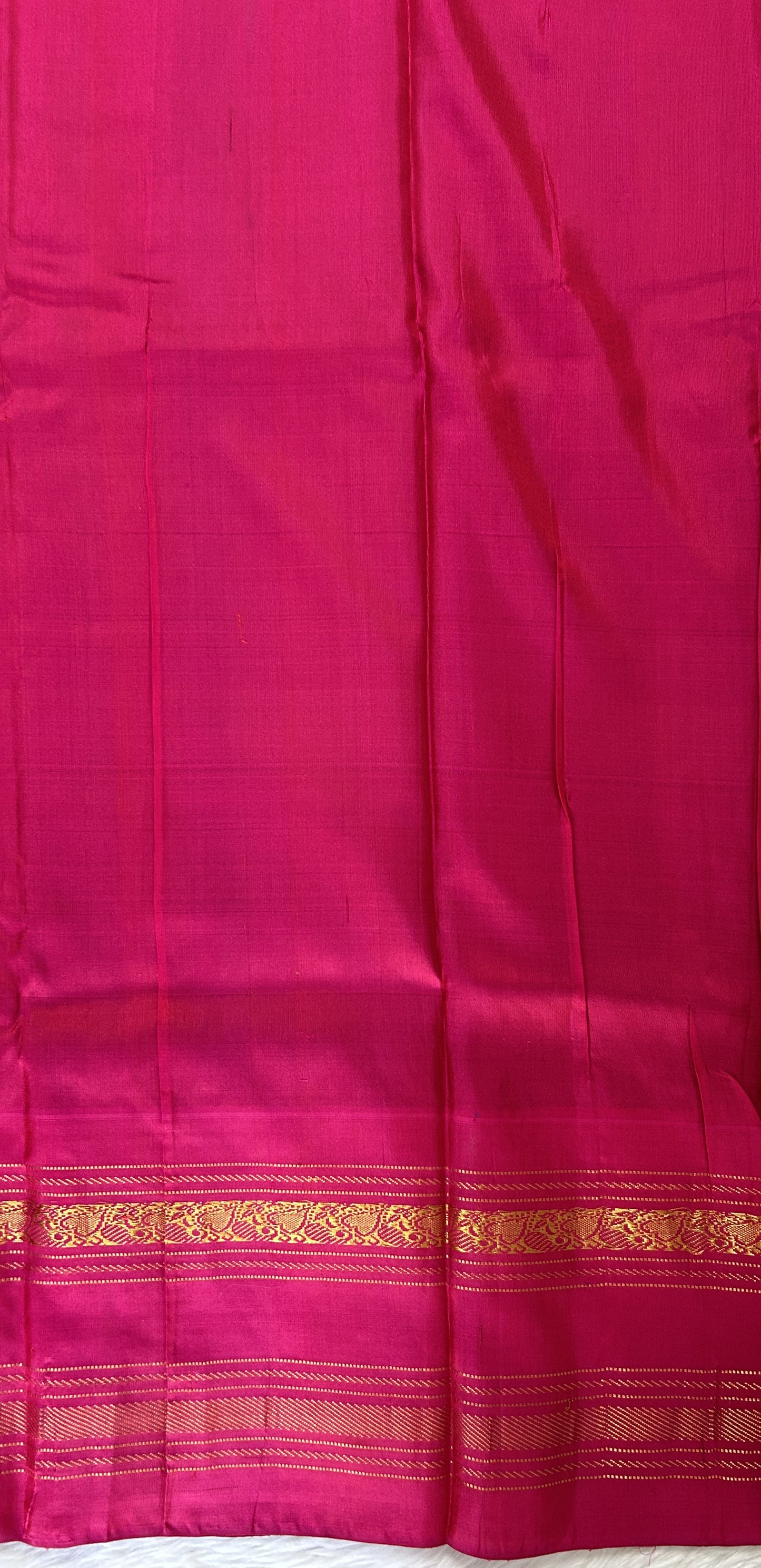 Gadwal Pattu Blue Colored Saree Complemented With a Pattu Pink Color Kanchi Gap Border - Sampradaya Designer Studio