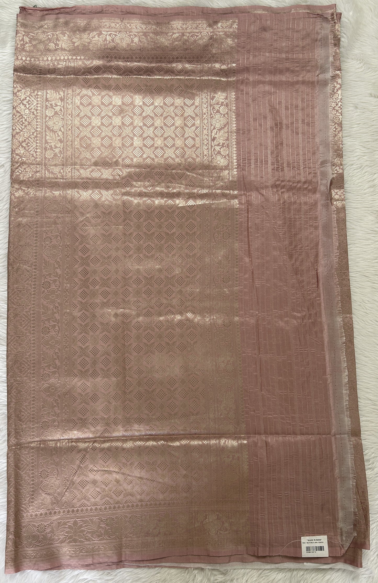 Banarasi Katan Silk Saree Light Onion Pink colored Saree complemented with a Zari border. - Sampradaya Designer Studio