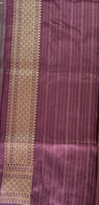 Banarasi Katan Silk Saree Dark Magenta colored Saree complemented with a Gold Zari border. - Sampradaya Designer Studio