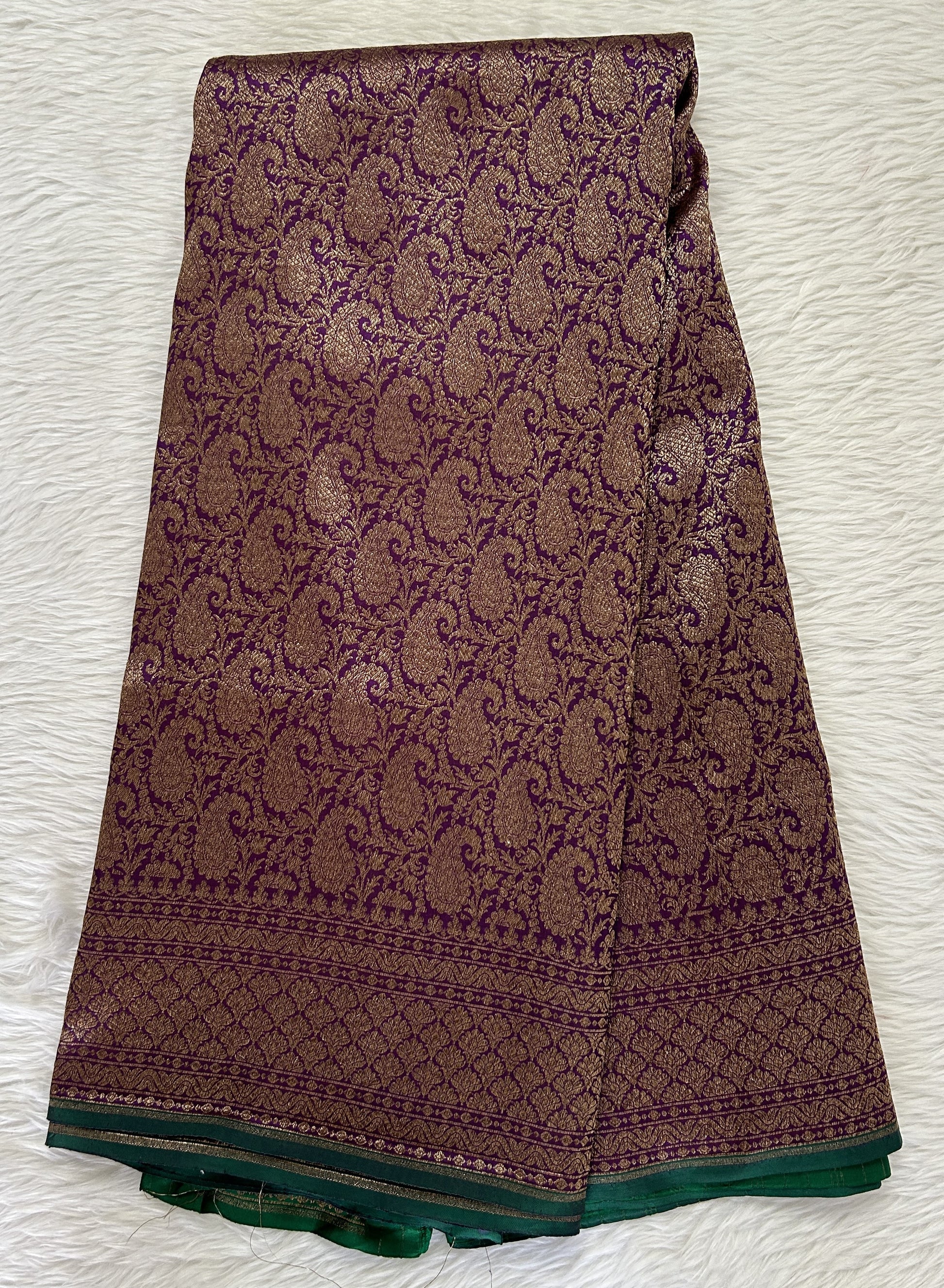 Banarasi Katan Silk Saree Dark Purple colored Saree complemented with a Gold Zari border. - Sampradaya Designer Studio