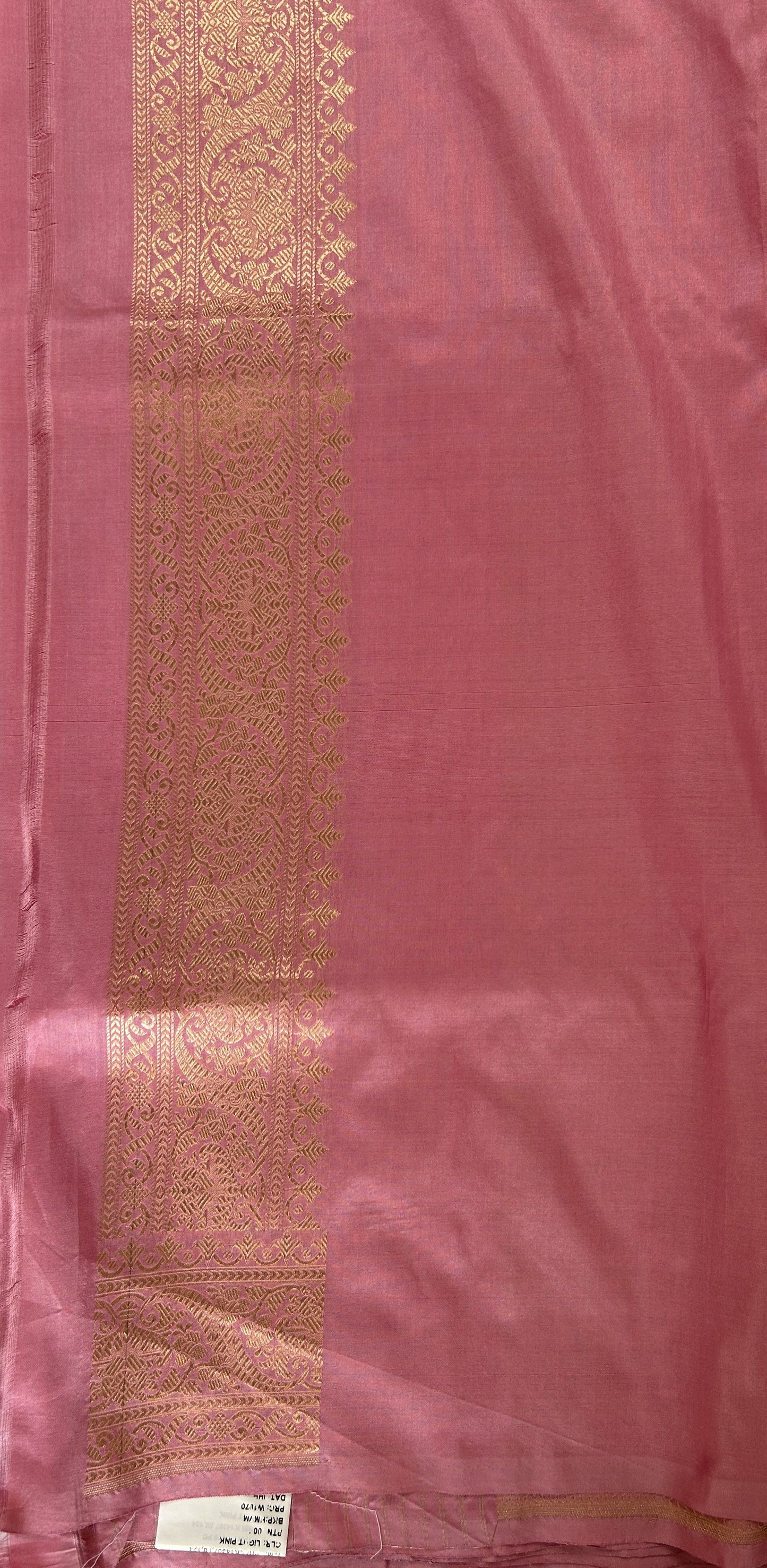 Banarasi Katan Silk Saree Pastel Pink colored Saree complemented with a Light Gold Zari border. - Sampradaya Designer Studio