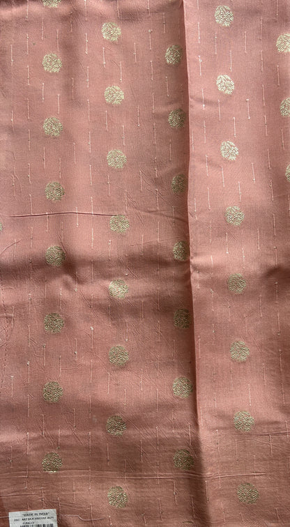 Semi Georgette Saree Light Pink Colored Complemented with a Zari Border. - Sampradaya Designer Studio