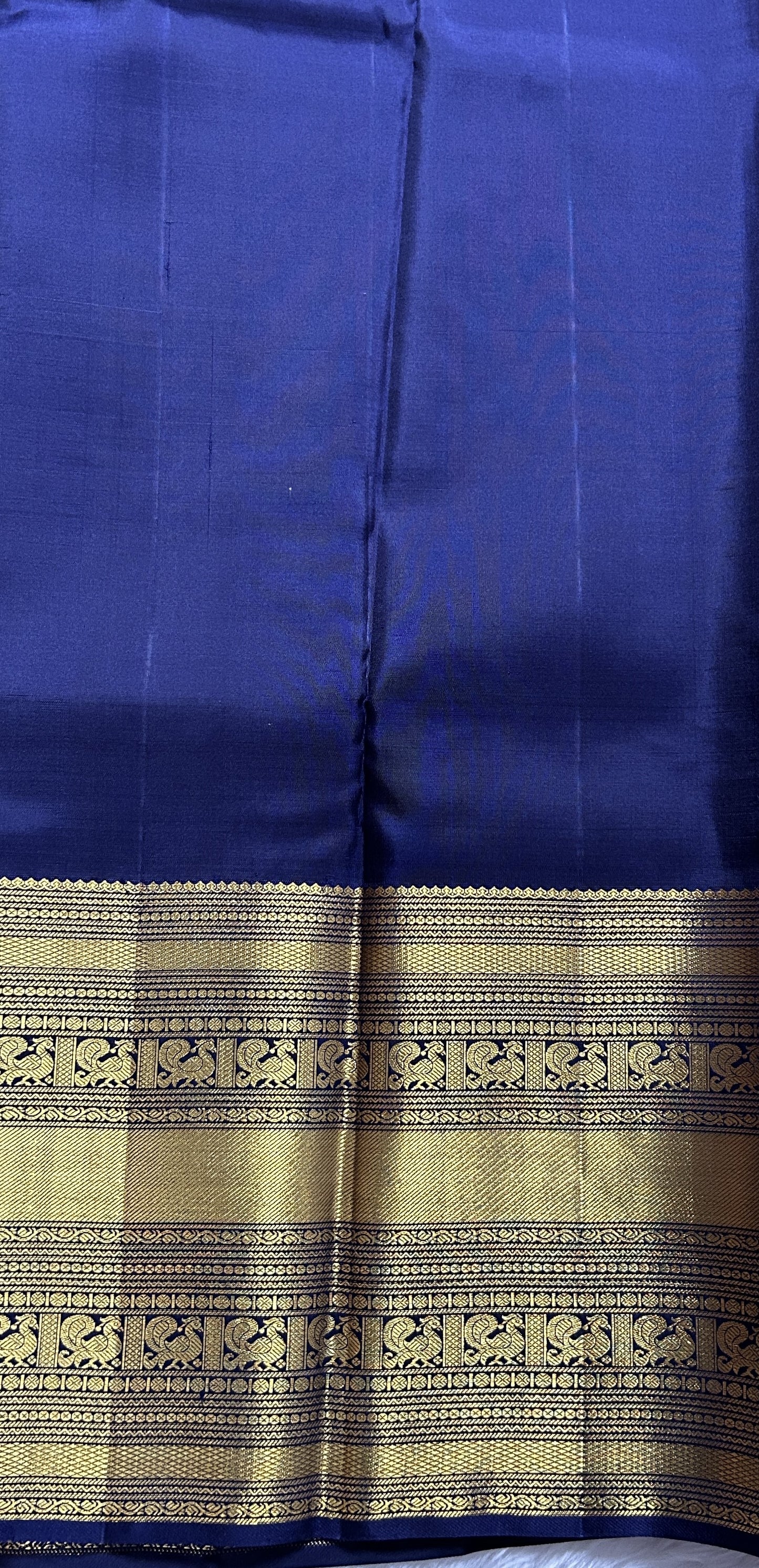 Kanjivaram Festive Silk Saree Lavender colored Saree complemented with a Navy Blue Colored Gold Kanchi border. - Sampradaya Designer Studio