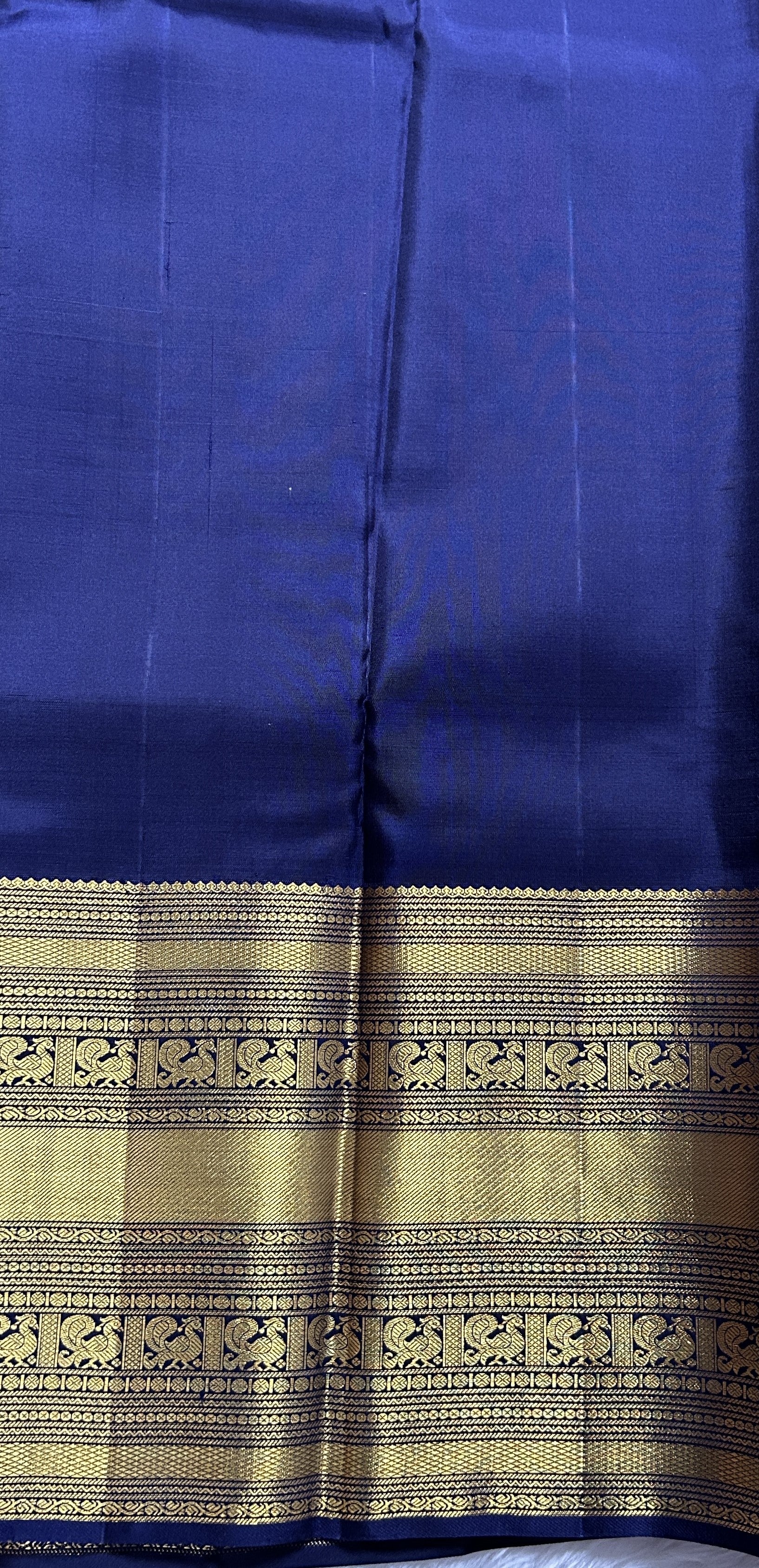 Kanjivaram Festive Silk Saree Lavender colored Saree complemented with a Navy Blue Colored Gold Kanchi border. - Sampradaya Designer Studio