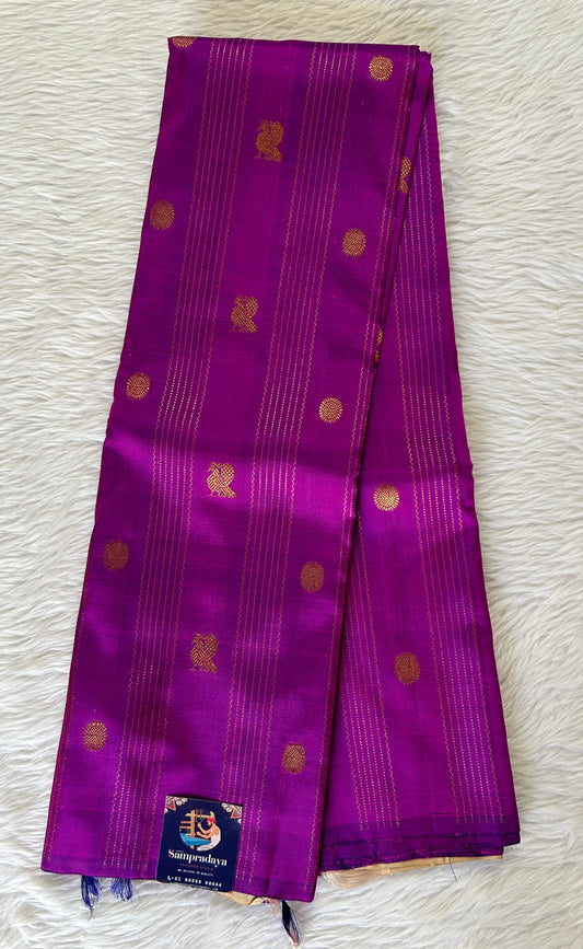 Kanjivaram Festive Silk Saree Pink colored Saree complemented with a borderless Saree. - Sampradaya Designer Studio