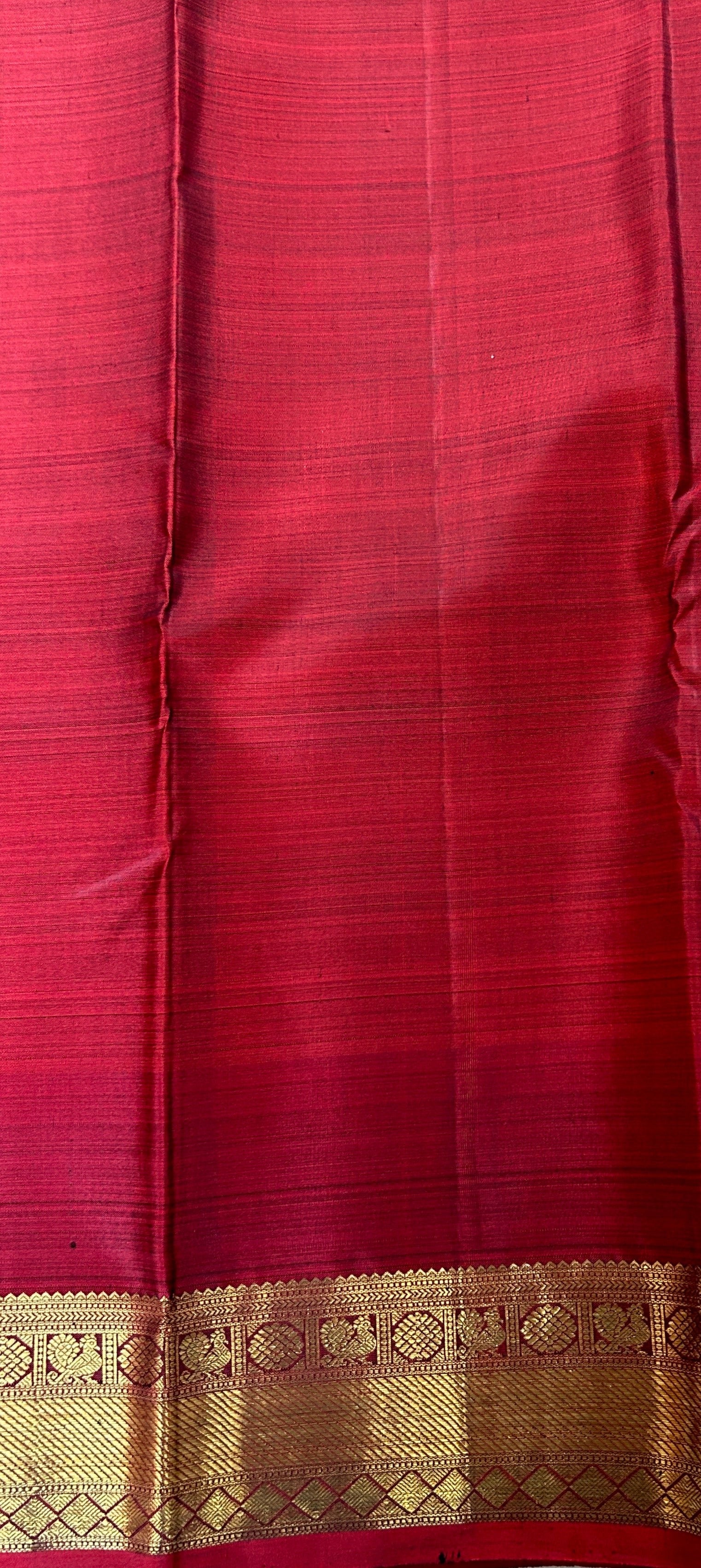 Kanjivaram Festive Silk Saree Dark Lavender colored Saree complemented with a Maroon Colored Kanchi border. - Sampradaya Designer Studio