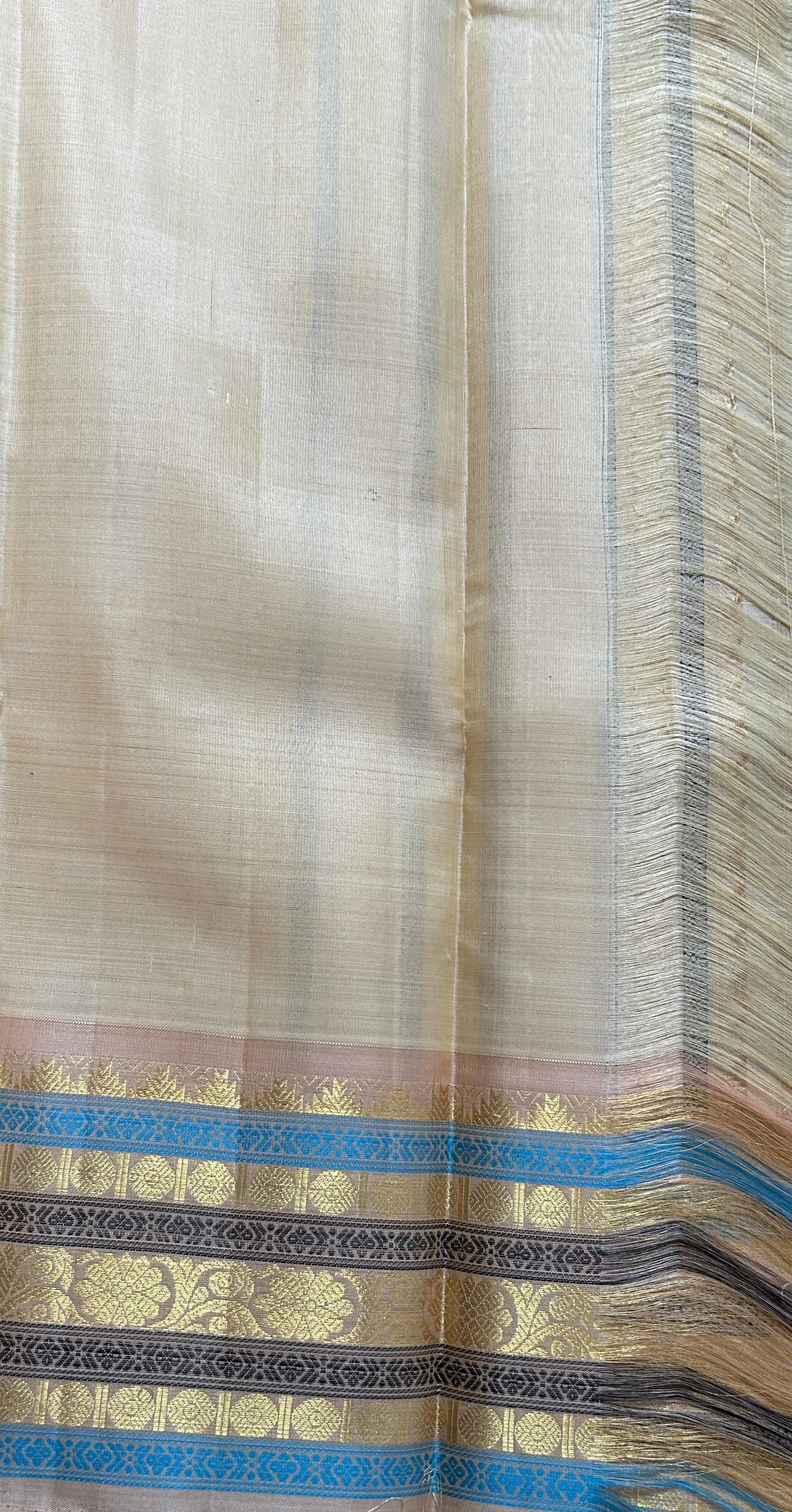 Kanjivaram Festive Silk Saree Brown colored Saree complemented with a Cream Colored Kanchi border. - Sampradaya Designer Studio