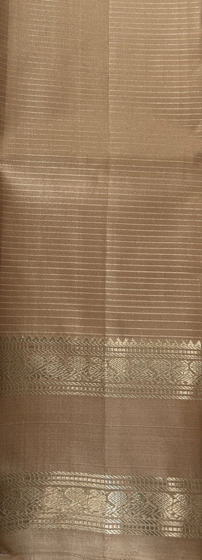 Kanjivaram Festive Silk Saree Brown colored Saree complemented with a Sand Colored Kanchi Gap border. - Sampradaya Designer Studio