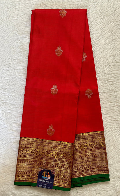 Kanjivaram Festive Silk Saree Red colored Saree complemented with a Kanchi border. - Sampradaya Designer Studio