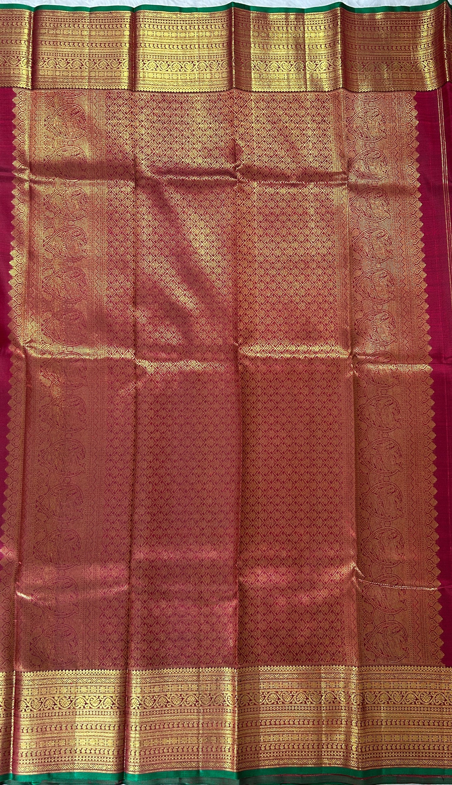 Kanjivaram Festive Silk Saree Red colored Saree complemented with a Kanchi border. - Sampradaya Designer Studio