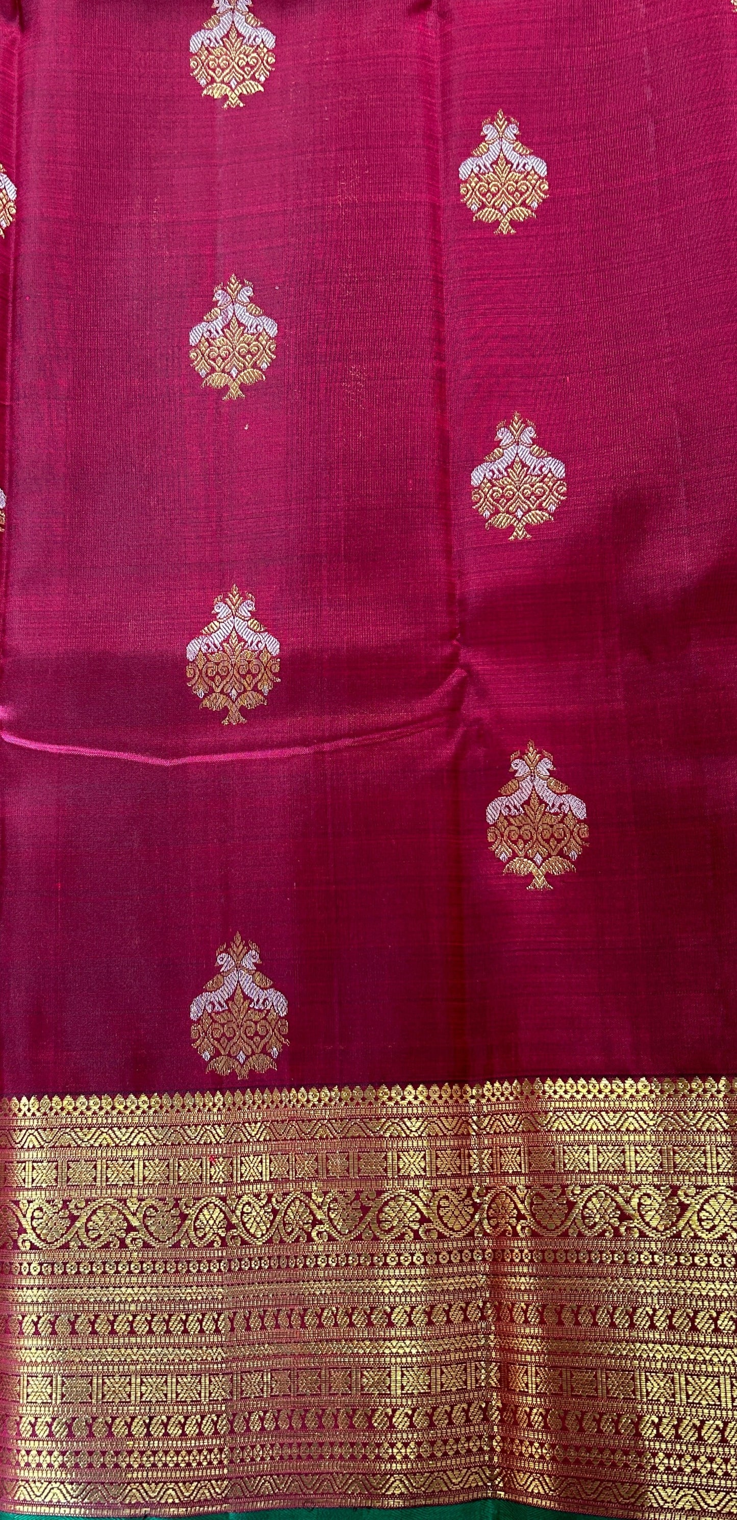 Kanjivaram Festive Silk Saree Red colored Saree complemented with a Kanchi border. - Sampradaya Designer Studio