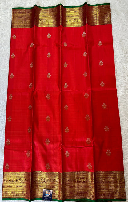 Kanjivaram Festive Silk Saree Red colored Saree complemented with a Kanchi border. - Sampradaya Designer Studio