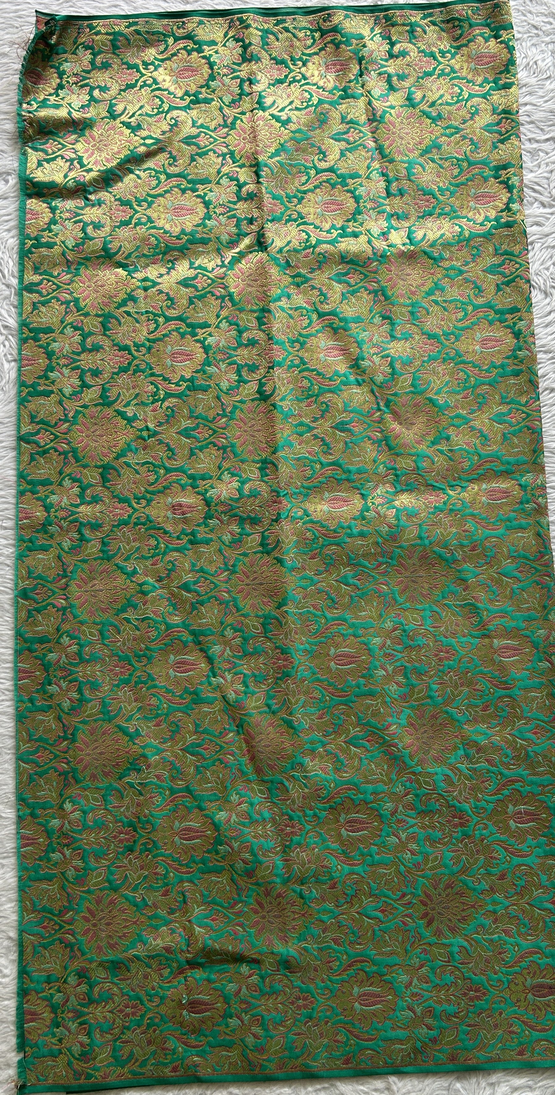 Banarasi Blouse Piece Rama Green Colored with a Allover Zari Weaving. - Sampradaya Designer Studio