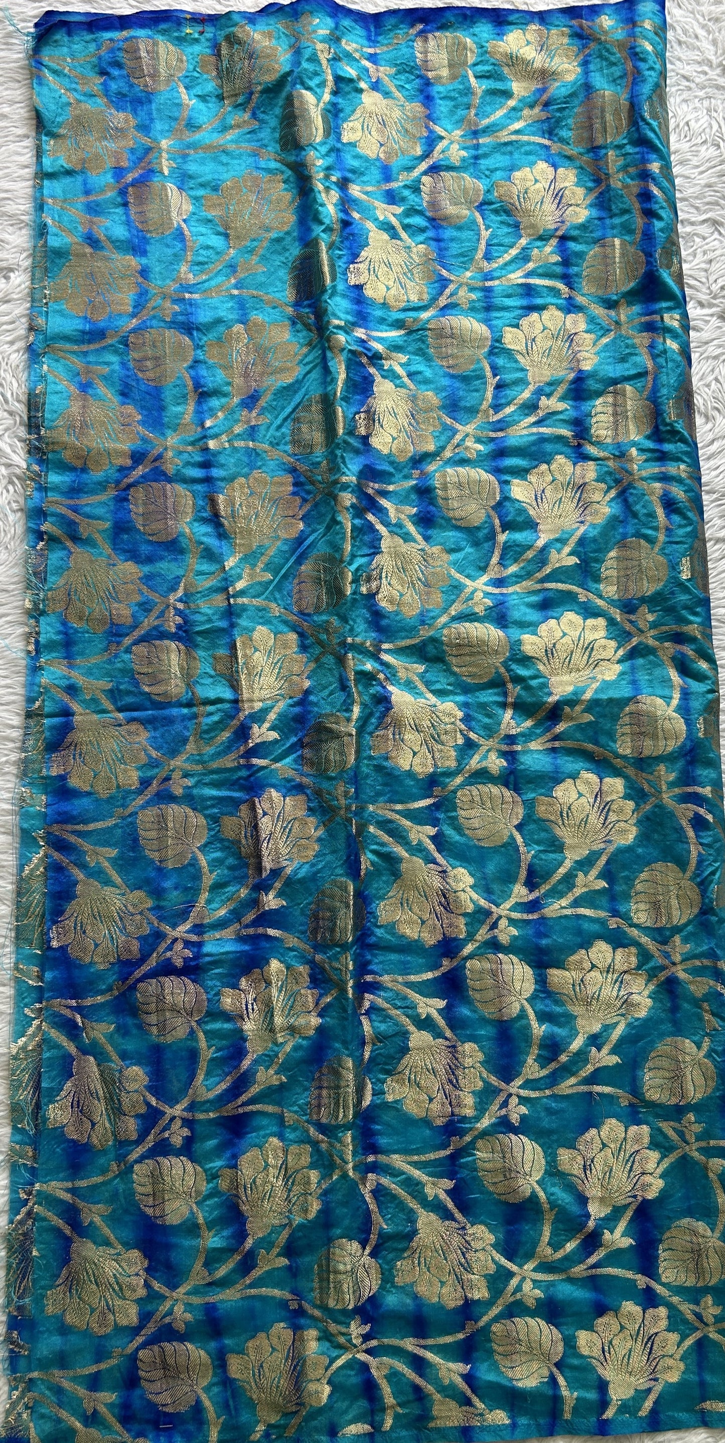 Banarasi Blouse Piece Peacock Blue Colored with a Allover Zari Weaving. - Sampradaya Designer Studio