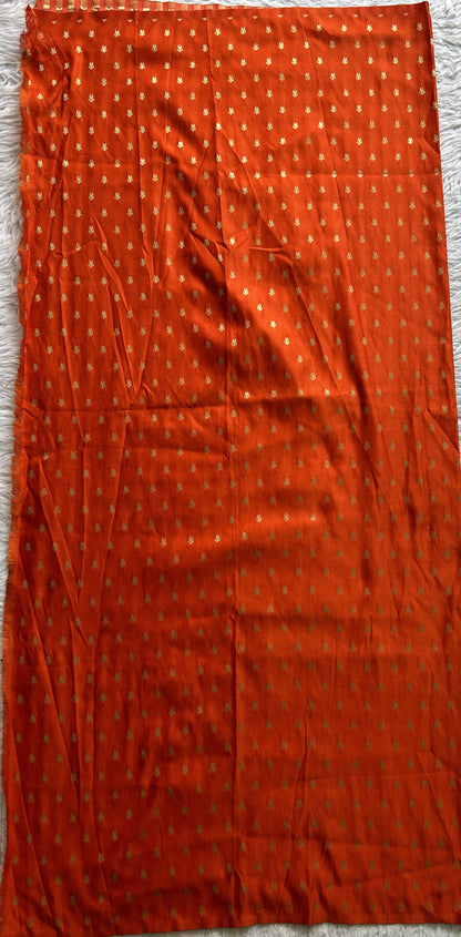 Banarasi Blouse Piece Orange Colored with a Zari Buti. - Sampradaya Designer Studio