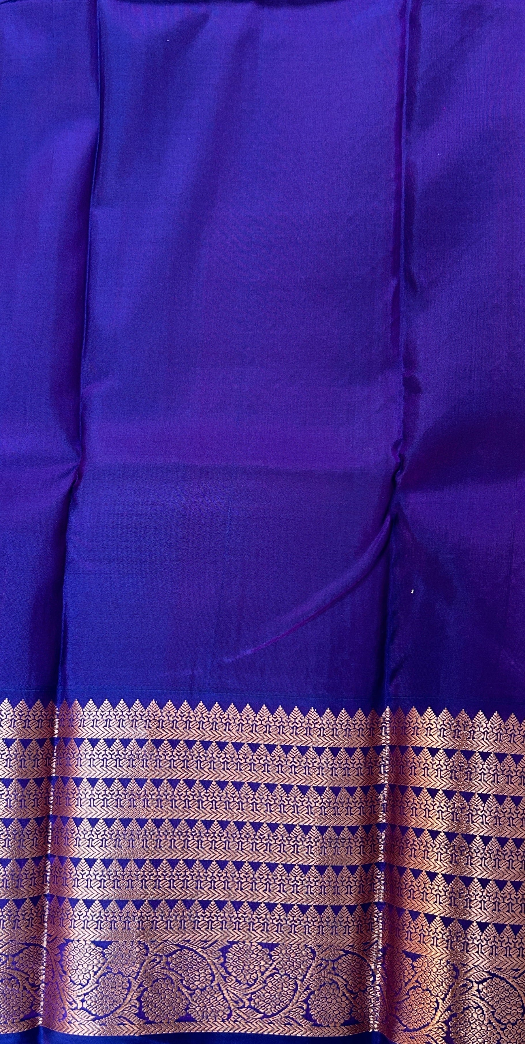 Kanjivaram Festive Silk Saree Cream colored Saree complemented with a Blue Colored Kanchi border. - Sampradaya Designer Studio