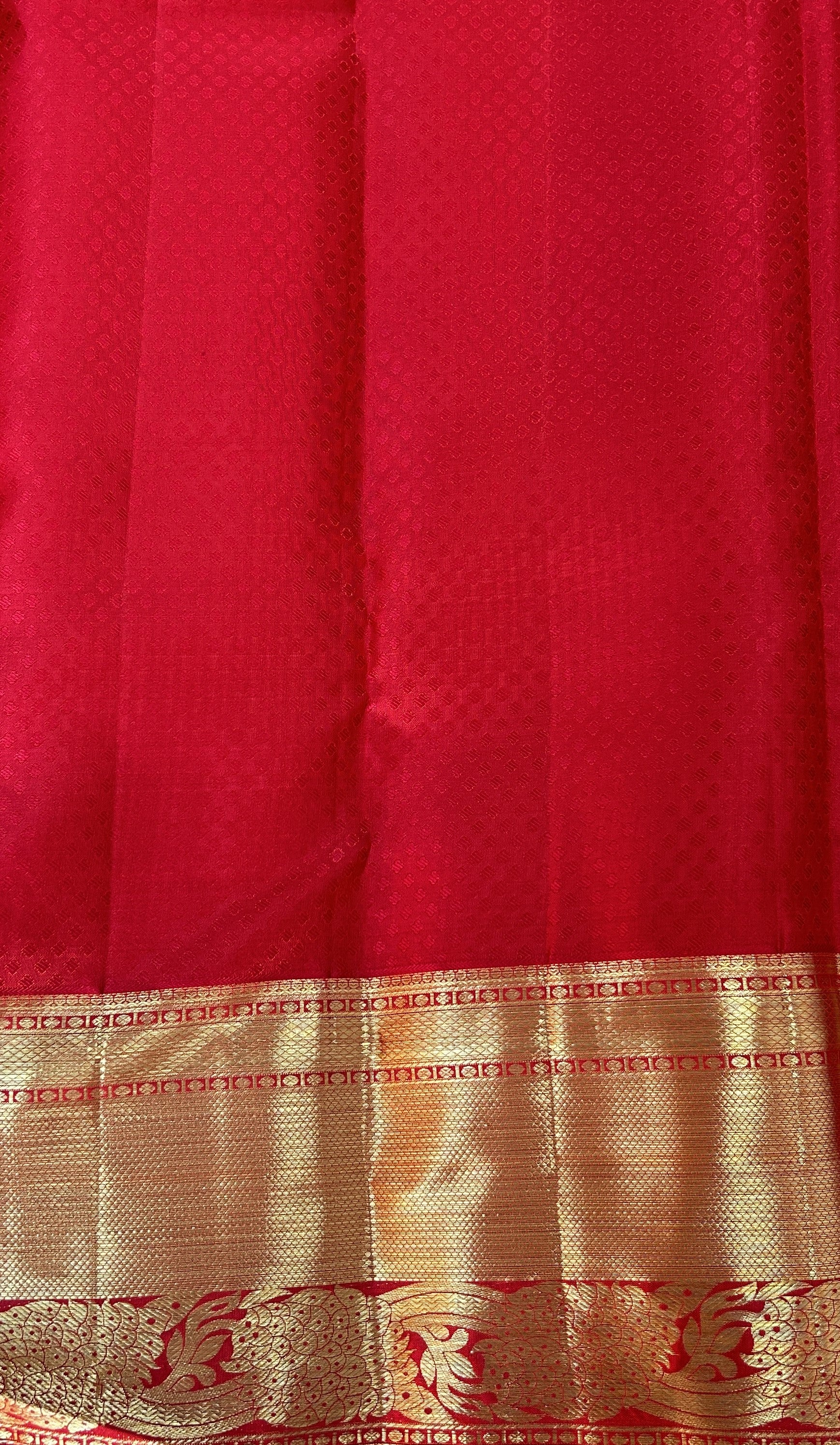 Kanjivaram Bridal Silk Saree Red colored Saree complemented with a Gold Kanchi border. - Sampradaya Designer Studio