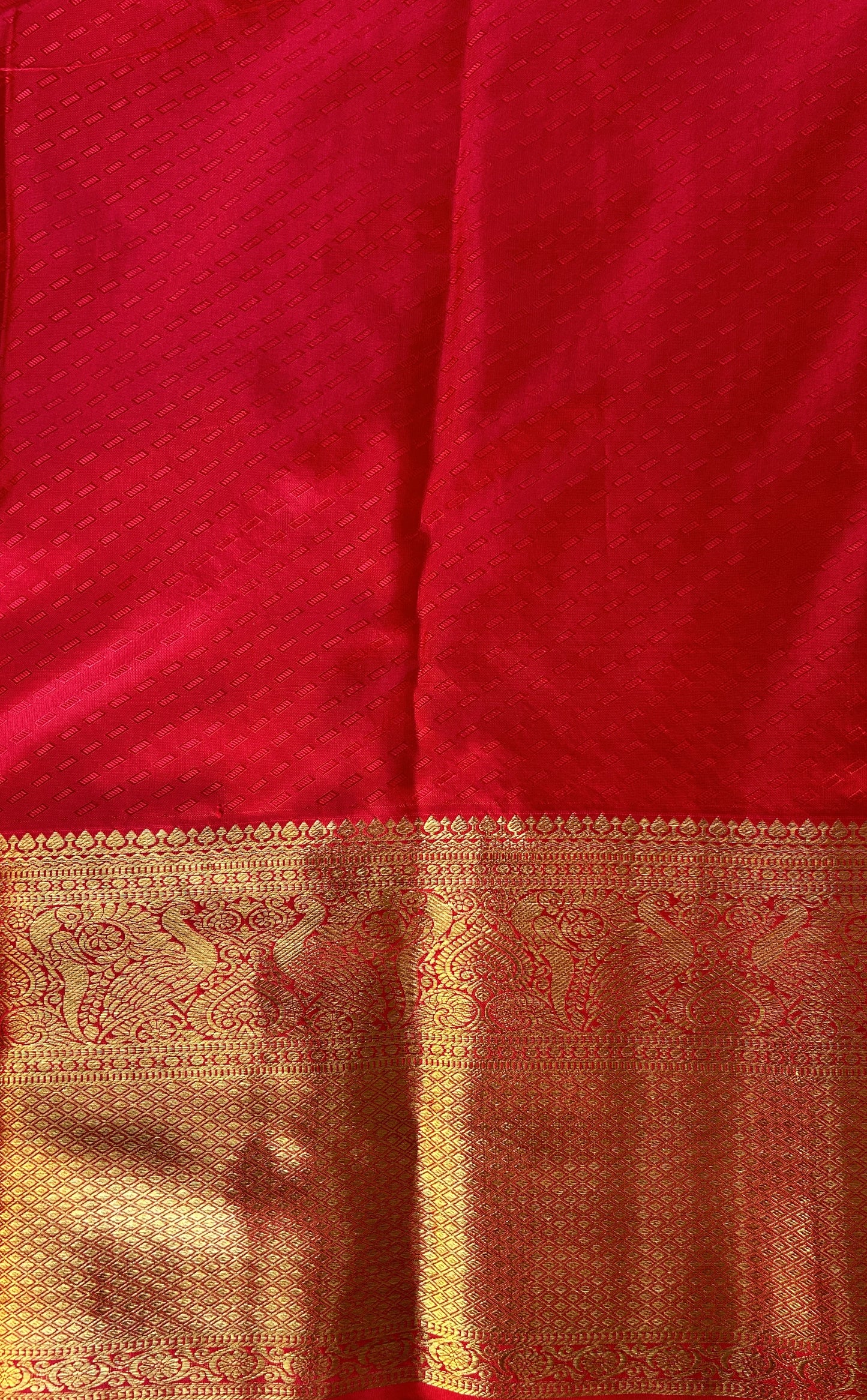 Kanjivaram Bridal Silk Saree Lavender colored Saree complemented with a Red Colored Gold Kanchi border. - Sampradaya Designer Studio